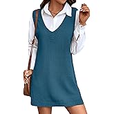 Libsorge Womens Cute Lightweight V Neck Long Sweater Vest Dress Spring 2025 Trendy Ribbed Knit Side Slit Tunic Pullover Top