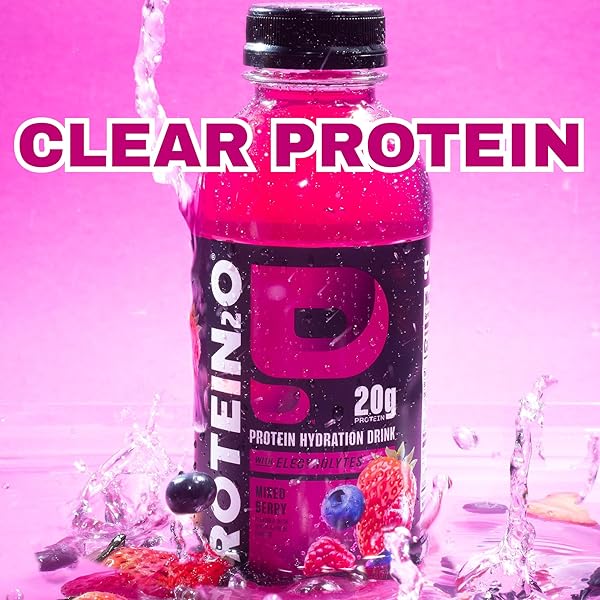 PROTEIN2O 20G WHEY PROTEIN ISOLATE HYDRATION DRINK, 350MG OF ELECTROLYTES, VITAMINS B5 & B6, SUGAR FREE, STRAWBERRY WATERMELON, 16.9 OZ BOTTLE (12 COUNT)