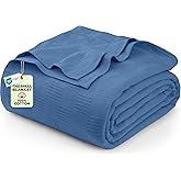 Utopia Bedding Wedgewood 100% Cotton Blanket [Twin Size - 90x72 Inch] 350GSM Lightweight, Soft and Breathable Thermal Blanket for All Seasons