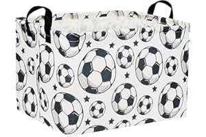 HIYAGON Rectangular Soccer Basket Kids Gift Basket Baby Boy Basket Kids Toy Storage Bin Basket Organizer Box Soccer Room Decor(Soccer)