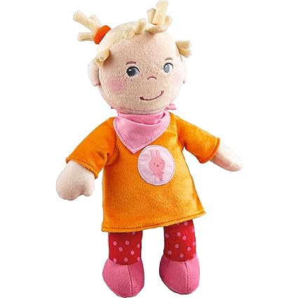 HABA Snug up Doll Thea - 11.5 Soft Doll with Embroidered Face and Blonde Hair - Machine Washable for Babies 6 Months +
