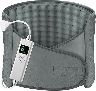 Heizkissen OneAmg 126x30cm Wärmekissen Elektrische mit 6 Temperaturstufen und Abschaltautomatik Schnelles Erhitzen Maschinenwaschbar Wärmedecke Heizdecke für Rücken Lende Bauch Schulter Grau