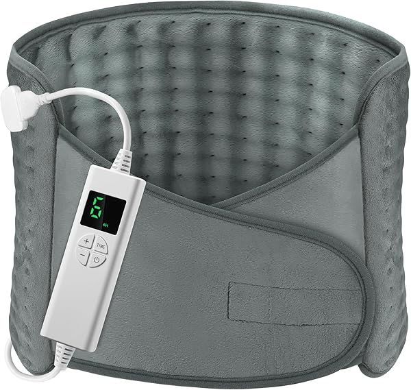 Heizkissen OneAmg 126x30cm Wärmekissen Elektrische mit 6 Temperaturstufen und Abschaltautomatik Schnelles Erhitzen Maschinenwaschbar Wärmedecke Heizdecke für Rücken Lende Bauch Schulter Grau