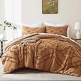 Oli Anderson Boho Tufted Comforter Set King Size, 3 Pcs Soft Jacquard Bedding Set for All Seasons, Shabby Chic Farmhouse Bedding Set with Comforters for All Seasons (Pumpkin, King)