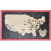 Raceways Bucket List Tracker Map &ndash; Handcrafted Wooden Race Track Tracker with Tokens &ndash; Unique Racing Gift for Drivers, Fans &amp; Collectors