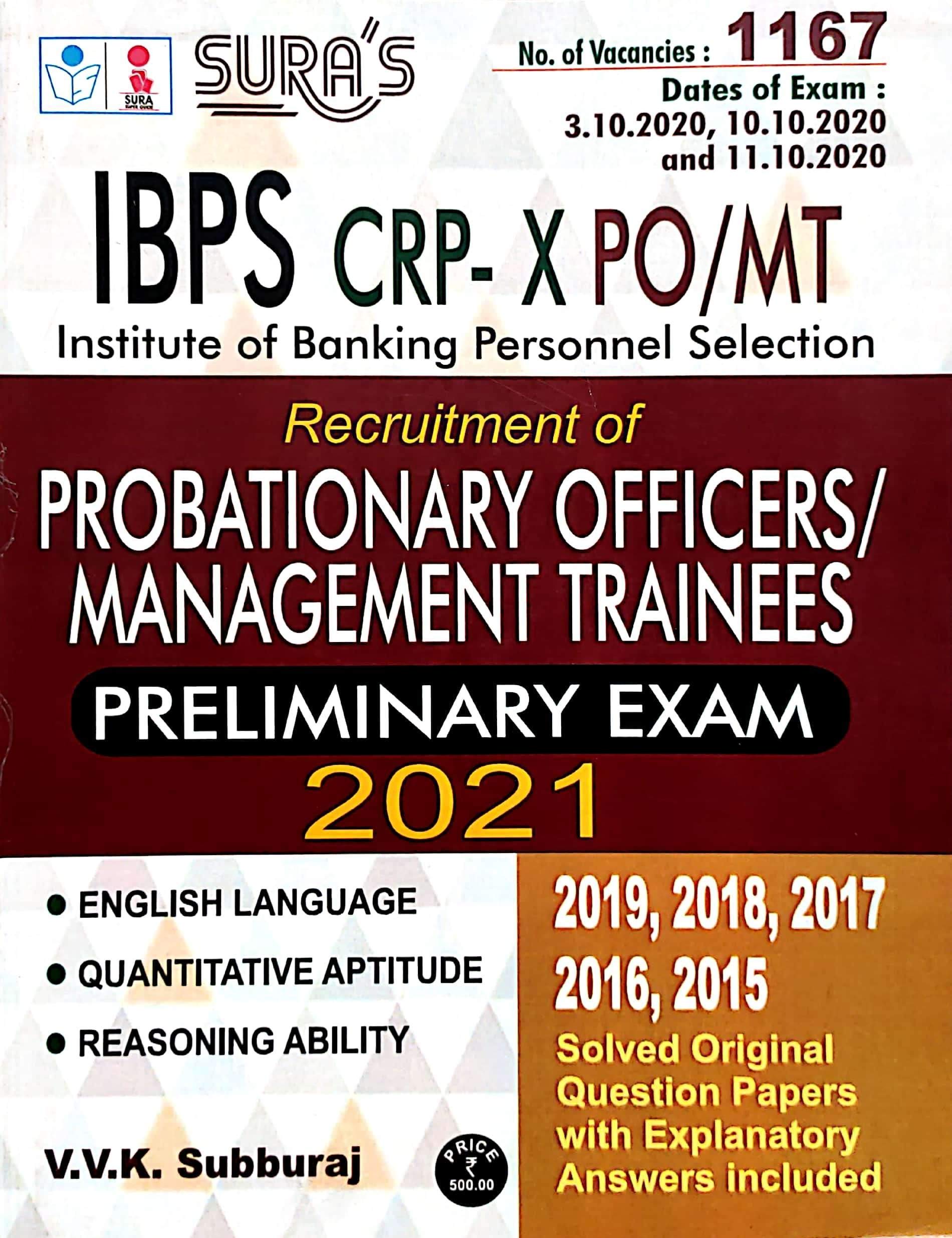 IBPS Bank CRP X PO Probationary Officers and Management Trainees Preliminary Exam 2020 – 21 Book in English