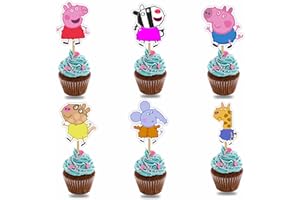 SEYAL Pepa Pig Cupcake Topper Decorations – Cartoon-Themed Party Cake Picks Featuring Pepa, Family & Friends – Fun Supplies for Birthdays, Celebrations & Collectors