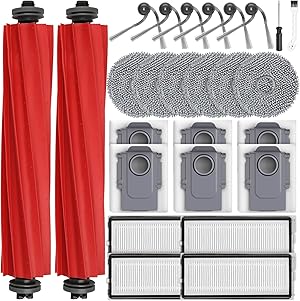 26 Stück Zubehör für Roborock QV 35A/QV 35S / QR598 / QR798 Saugroboter, 2 Hauptbürste, 6 Staubbeutel, 6 Wischpads, 4 HEPA-Filter, 6 Seitenbürsten, 1 Reinigungsbürste, 1 Schraubendreher