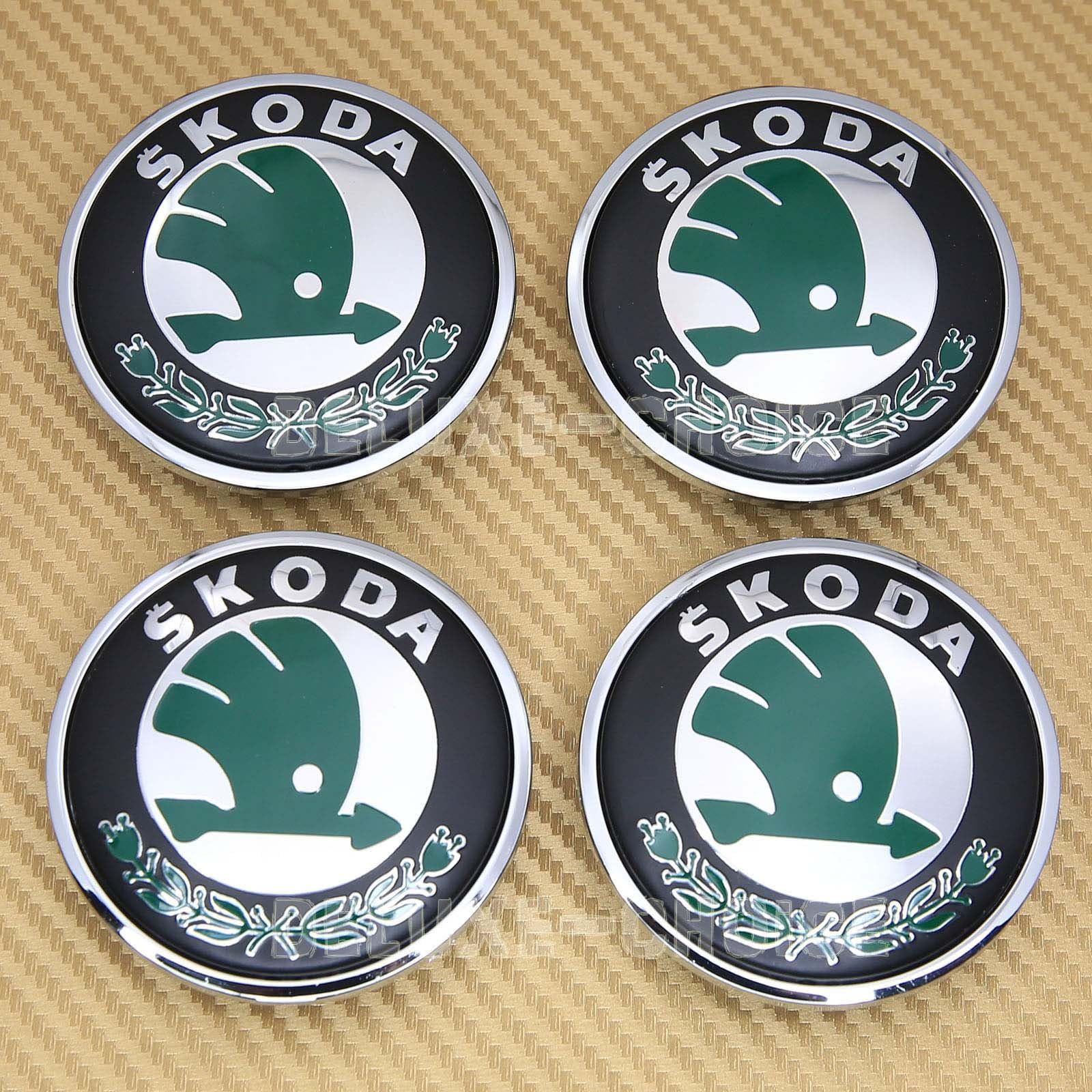 4 Alloy Car Wheel Rim Centre Logo Caps Hub Emblem Badge 56mm For Skoda