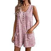 Ekouaer Rompers for Women Summer Shorts Loose Jumpsuit Waffle Casual 2026 Beach Outfits Vacation Clothes