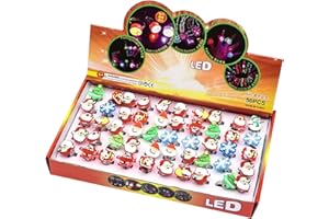 Christmas Decorations Glow Rings for Kid 50PCS 3D Christmas Light up Rings Open Adjustable LED Flashing Cute Plastic Party Fa