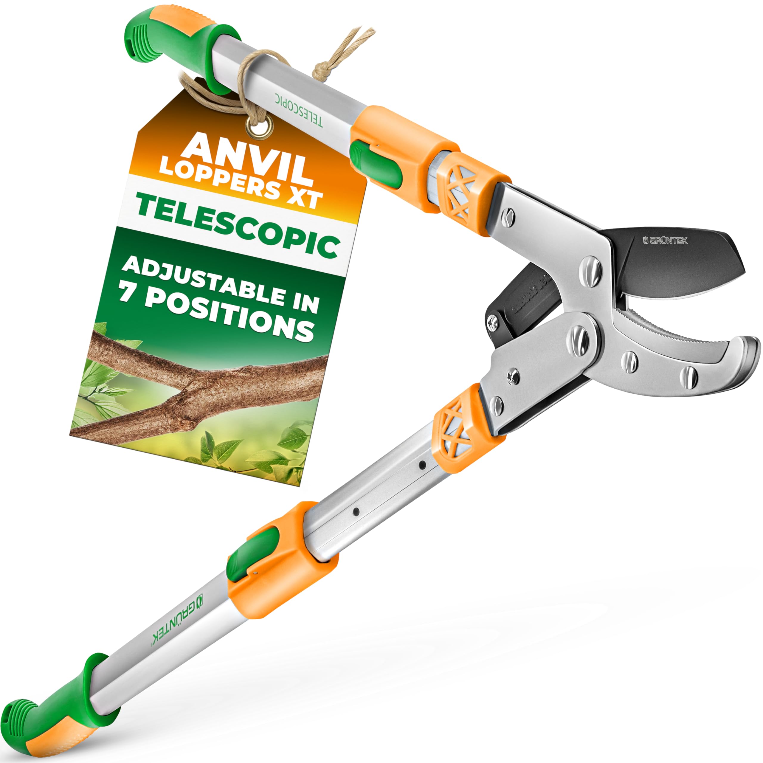 GRÜNTEK Telescopic Anvil Loppers TX 685-1050 mm, Bypass Lopping Shears SMART-Cutting System. Satisfaction Guarantee 30 Day !!