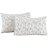 ECOCOTT 2 Pack Pillowcase Standard Size with White & Black Floral Pillow Cases Set, 100% Cotton Standard Pillow Covers Envelope Closure (Standard, 20"x26")