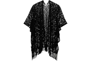 Knit Shawl Wrap for Women - Soul Young Ladies Fringe Knitted Poncho Cardigan Cape