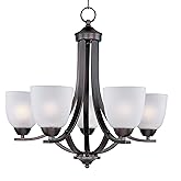 Maxim 11225FTOI I Axis Collection 21 Inch Five-Light Chandelier I Oil-Rubbed Bronze Finish I Frosted Glass I Traditional Styl
