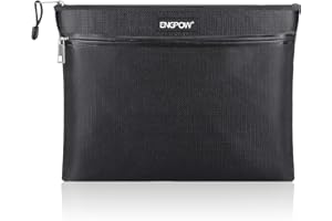 ENGPOW Fireproof Document Bag Two Pockets Two Zippers,Fireproof Safe Bag 13.4"x 10.2" Waterproof and Fireproof Money Bag Money Safe Pouch File Storage for A4 Document Holder,Cash and Tablet