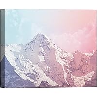 SIGNWIN Canvas Wall Art Baby Blue and Pink Gradient Sky with Snowy Mountain Tops Landscape Wilderness Photography Modern Art Romantics Scenic for Living Room, Bedroom, Office - 12x18 inches