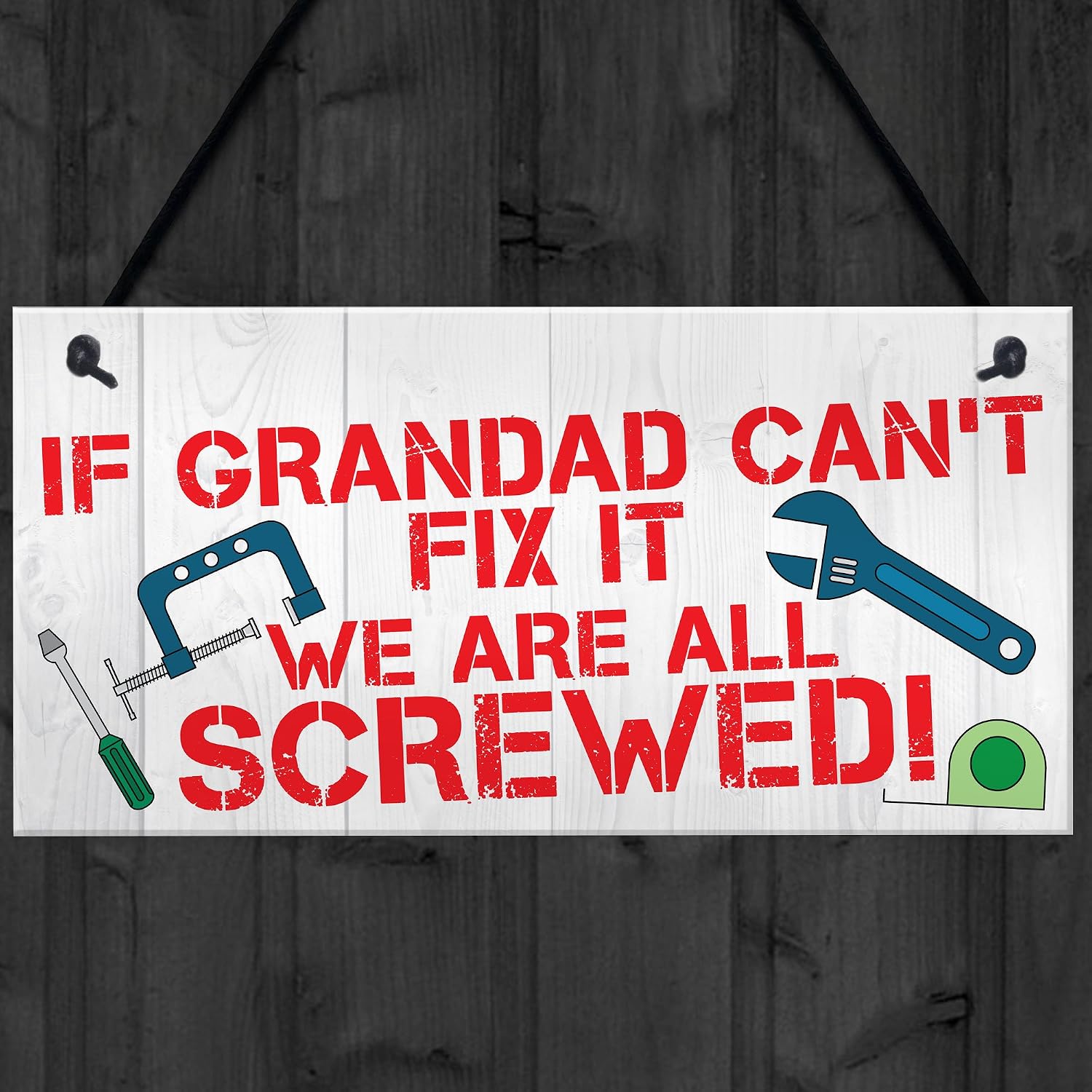 Red Ocean Grandad Fix It Screwed Man Cave Garage Shed Hanging Plaque Dad Gift Sign Funny, Multicolor - Image 5