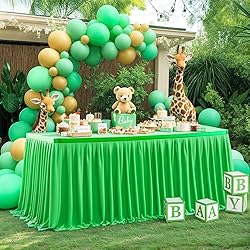Partisky Green Polyester Table Skirt for Rectangle