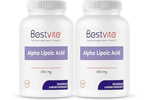 BESTVITE Alpha Lipoic Acid 300mg per Capsule (240 Capsules) (120 x 2) No Stearate - No Flow Agents - Non GMO - Gluten Free