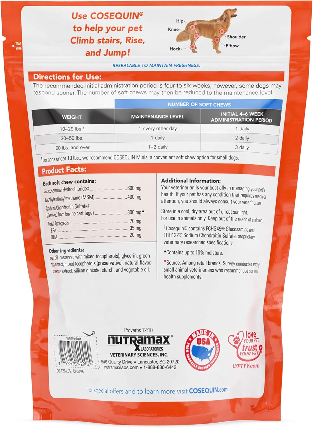 Cosequin Soft Chews with MSM and Omega-3s, 120 ct : Pet Supplies