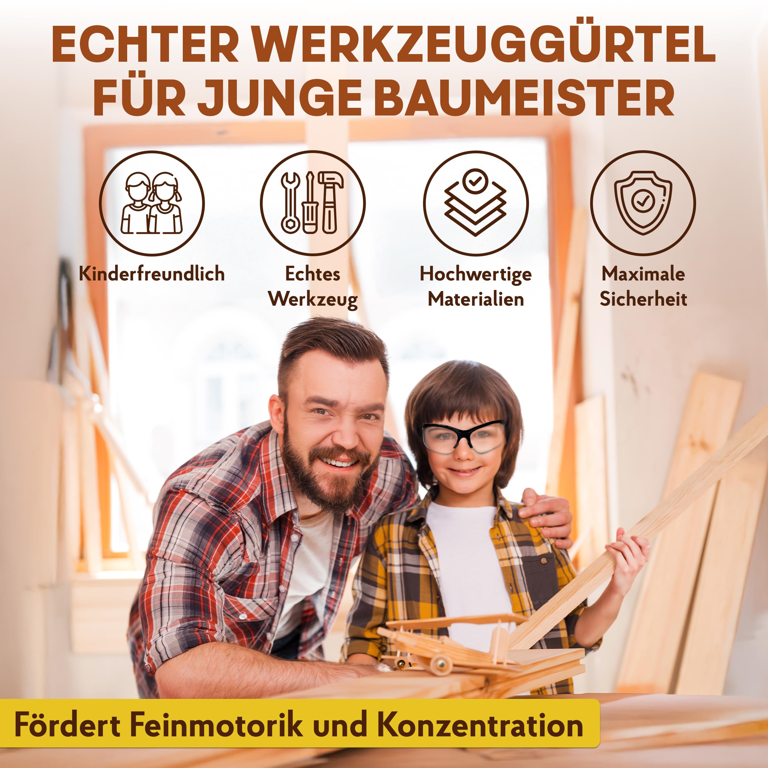 Eli® Werkzeuggürtel für Kinder ab 6 Jahre - echtes Kinderwerkzeug Set 3