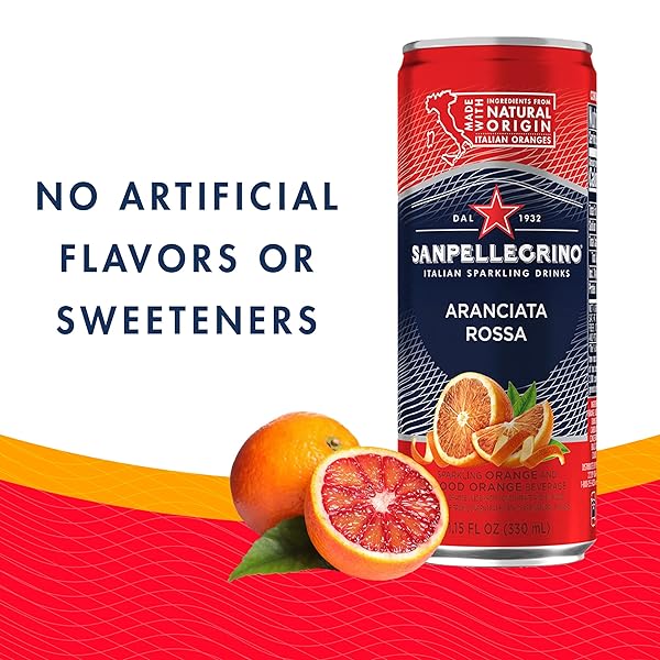 SANPELLEGRINO ITALIAN SPARKLING DRINK ARANCIATA ROSSA, SPARKLING ORANGE AND BLOOD ORANGE BEVERAGE, 11.15 FL OZ (PACK OF 24)