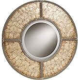 Touch of Class Capiz Shell Round Wall Mirror Gold