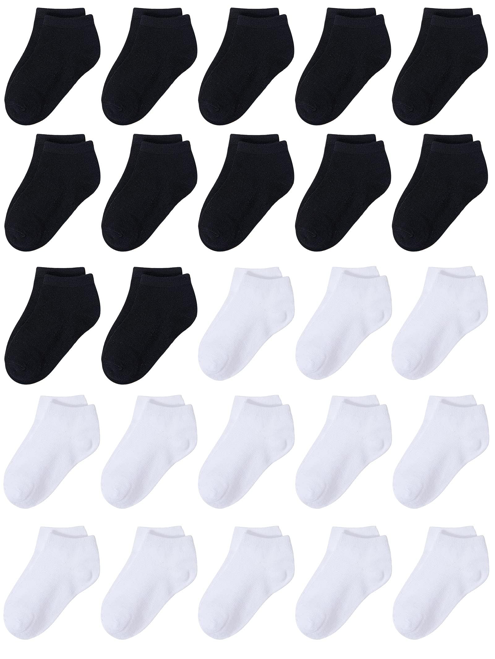 Photo 1 of (MISSING FEW) Cooraby 25 Pairs Kids' Socks Low Cut Socks Half Cushion Sport Ankle Athletic Socks for Boys Girls