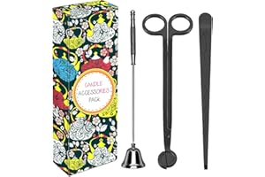 DANGSHAN 3 in 1 Candle Accessory Set - Wick Trimmer, Snuffer, Dipper with Gift Package for Candle Lovers (Black)