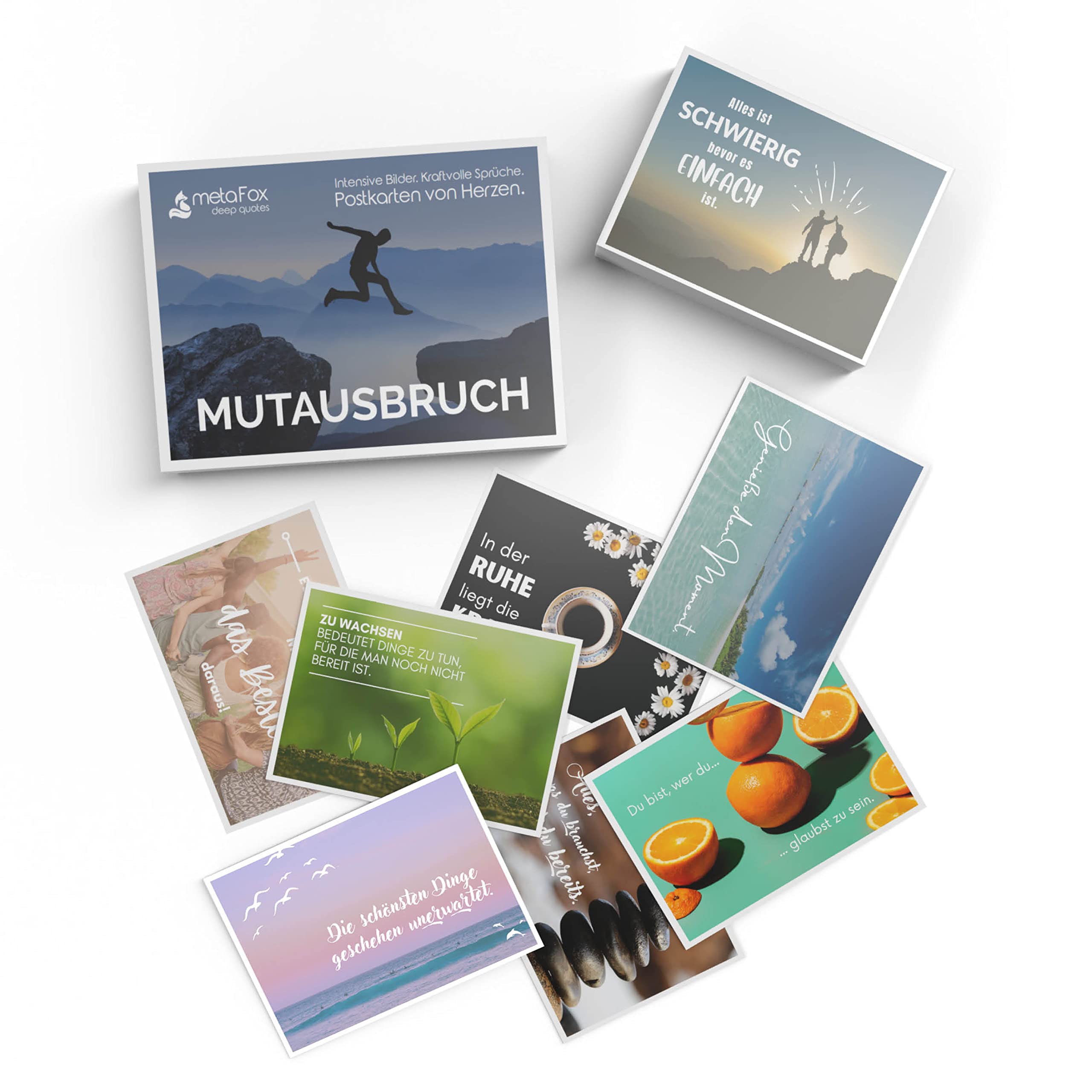metaFox "Courage Breakout Postcards Sayings | 20 Motivational Cards for Every Day | Courage Cards with Positive Quotes and Wisdom of Life | Sayings Box as a Gift or for You