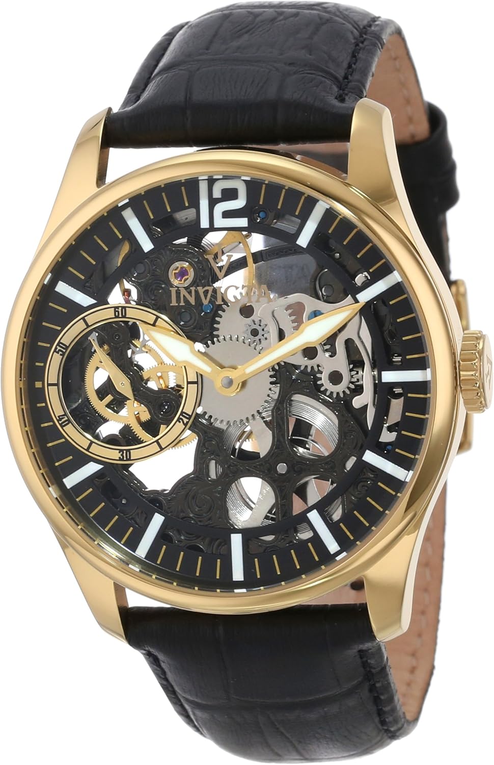 Invicta Men's 12405 Vintage Mechanical Black Dial Black Leather Watch
