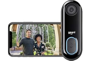 Geeni Doorpeek Doorbell Camera - WiFi Security Door Bell with 1080p Video and 2-Way Audio Speaker, Motion and Chime App Alerts, Compatible with Alexa, Google Home, Wired, Black