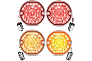 AUDEXEN 3-1/4 Inch LED Turn Signal Kit 1157 Double Base Front Turn Signal + 1156 Single Connector Rear Signals Lights Compatible with Harley Road Glide Road King Softail Ultra Classic Ultra Limited