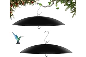 andergi 13" Bird Feeder Rain Guard, Hummingbird Feeders Shade Dome Cover, Hanging Baffle for Bird Feeder Pole,Smart Birds Feeder Umbrella (Black), 2 Pack