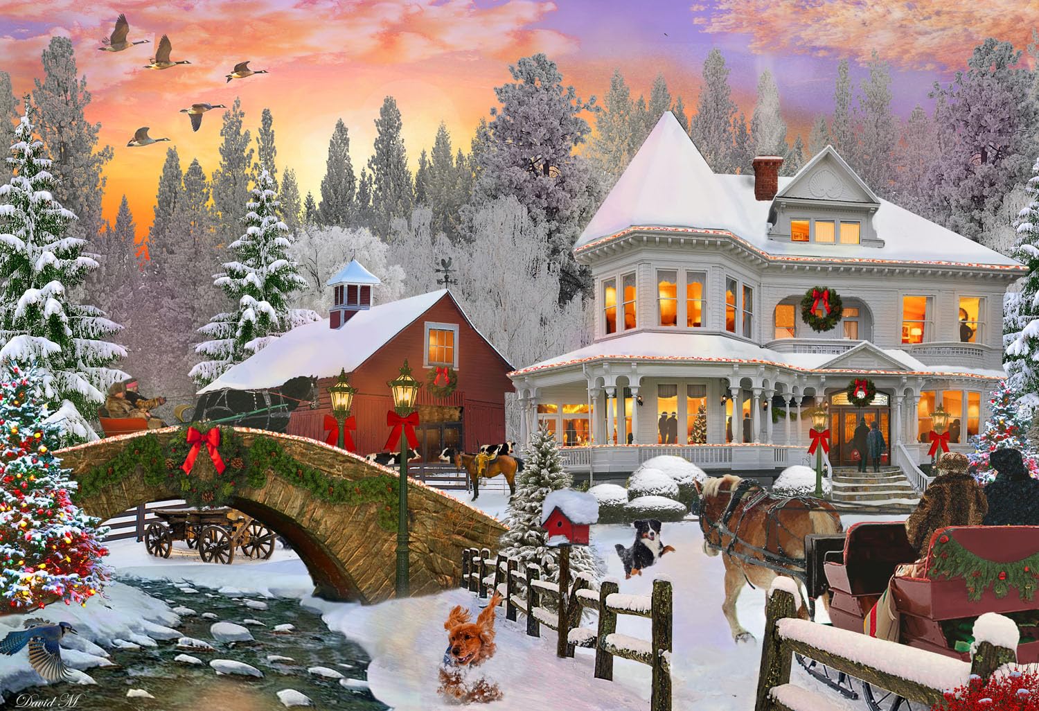 Country Holiday Jigsaw Puzzle 100 Piece - Christmas Puzzle with Large Pieces for Kids & Adults - 19