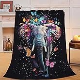 Elephant Blanket Gifts for Women Girls Super Soft Cozy Butterfly Elephant Throw Blanket Warm Fuzzy Plush Fleece Bedding Decor Blanket for Kids Adults Bed 40