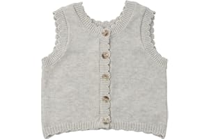 HOOLCHEAN Baby Toddler and Little Girls Knit Button Down Vest Spring Fall Cotton Crochet Sweater, Loose Fit (Runs Large)