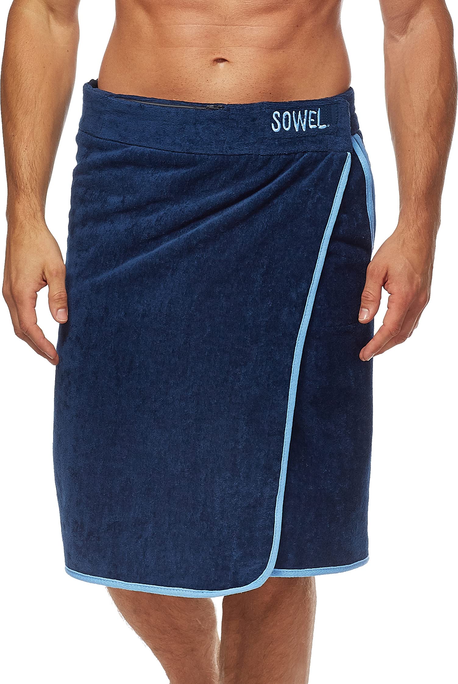 Sowel® Sauna Kilt Men's XXL, Sauna Towel, 100% Organic Cotton, 60 x 160 cm, Navy/Blue