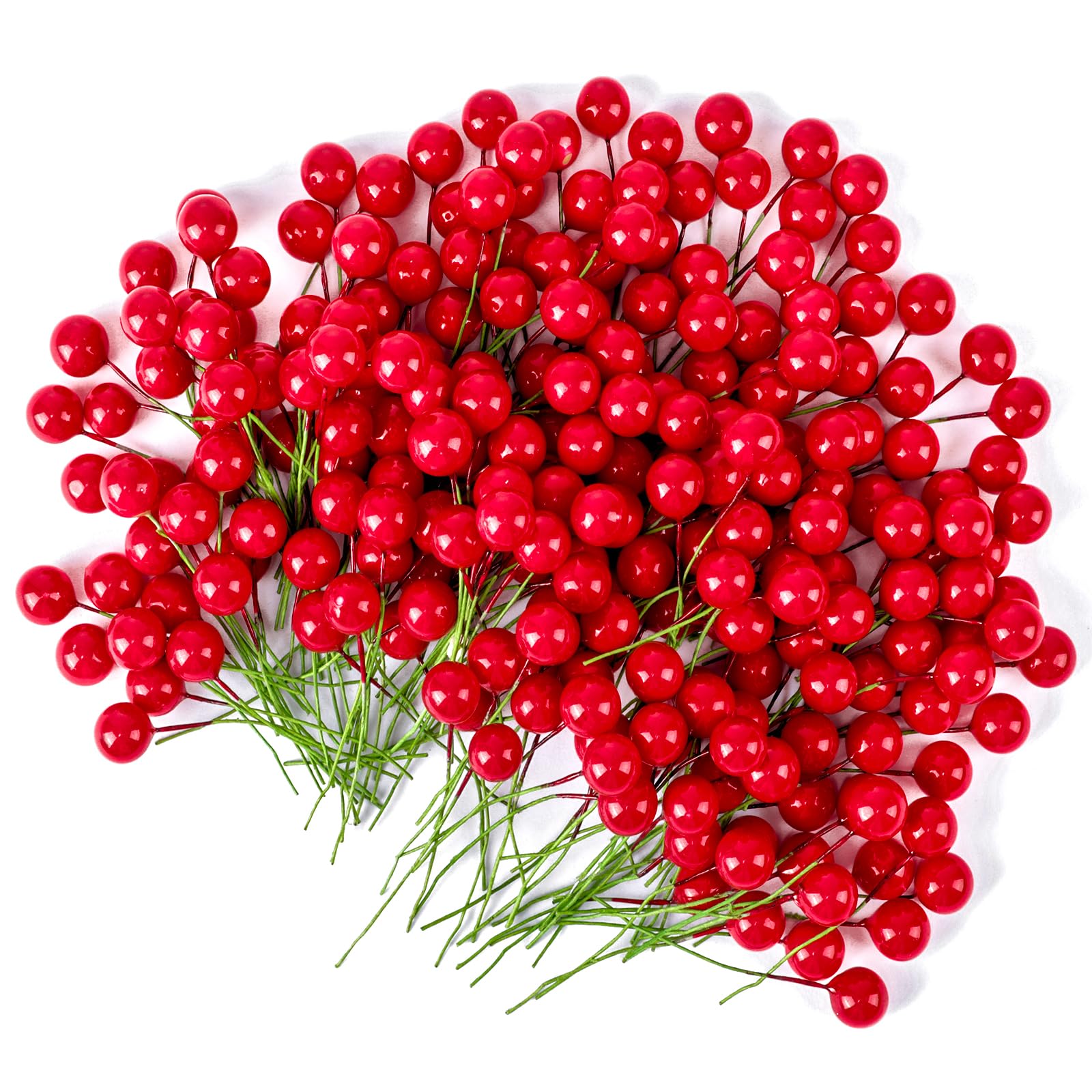 PROUSKY 200 Pieces Christmas Holly Berries, Red Decor for Christmas Decoration, Artificial Berries for Wreath Making Supplies, Home Party Wedding Decoration
