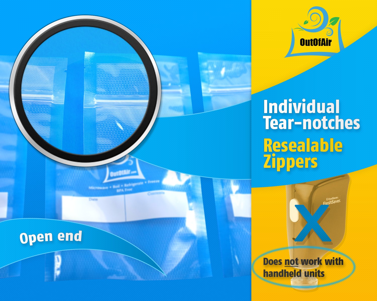 50 Zipper Vacuum Sealer Bags: Quart Size (8