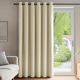 Deconovo Door Curtain Thermal Wide Width Ring Top 80 x 84 Beige 1 Panel