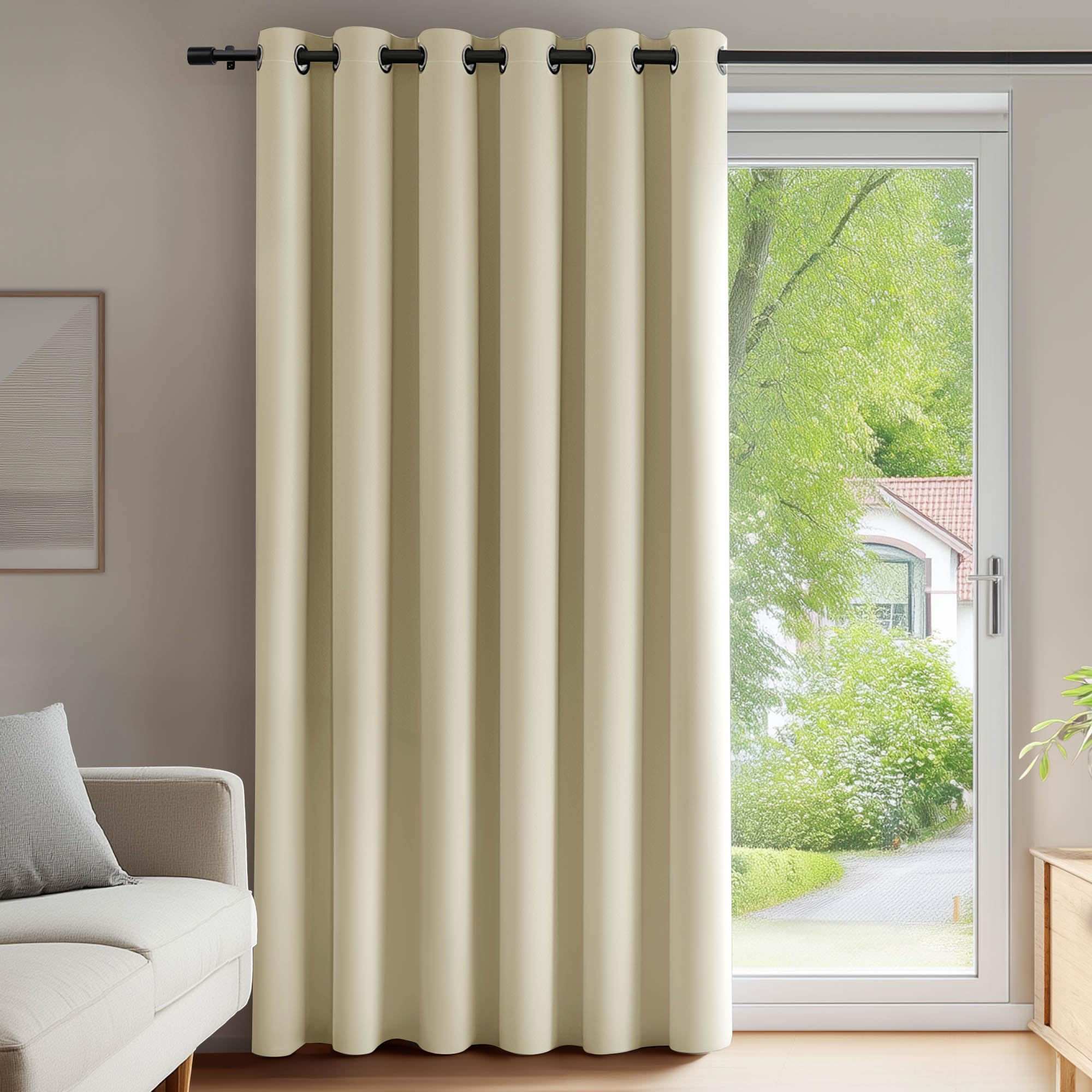 Deconovo Blackout Curtain 79 x 110 Inch Thermal Insulated Room Darkening Eyelet Curtain Energy Saving Super Soft Curtain for Bedroom Beige 1 Panel