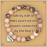 MIXJOY Inspirational Gifts for Women, Heart Charm Pink Elastic Beads Bracelet, Positive Affirmations Get Well Soon Gifts