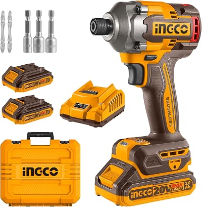 Ingco 20V Cordless Impact Driver 285NM Brushless 3-Speed LED 2x2.0Ah