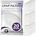CPAP Filters Compatible with ResMed Airsense 11 Filters - Disposable Felt air Filter - 20 Pack - Made in The USA CPAP Filter Supplies Series Machines - by Mars Wellness