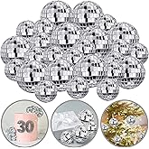 45 PCS 0.78Inch 1.18Inch Disco Ball Cake Decoration Ornaments Reflective Mirror Ball Cake Decoration 70s Disco Themed Party D