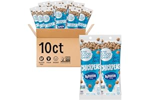 The Good Bean Crunchy Chickpeas - Sea Salt - (10 Pack) 1.4 oz Packet - Roasted Chickpea Beans - Vegan Snack with Good Source of Plant Protein and Fiber