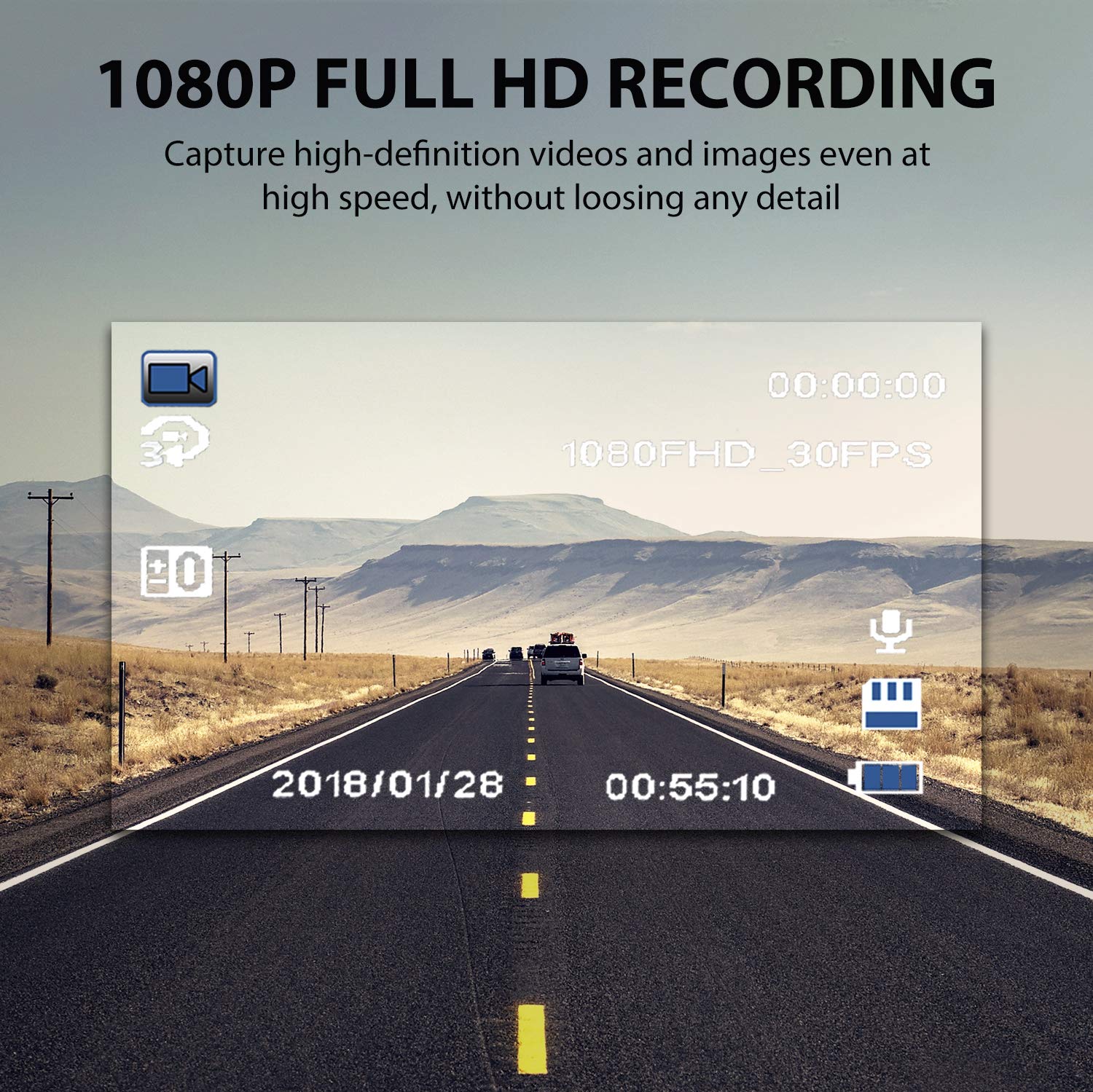 NATOL Dash Cam Full HD 1080P con Super Visione Notturna, Mini Telecamera per Auto, 170º Grandangolo, Registrazione in Loop, G-Sensor, Modo di Parcheggio e Rilevatore di Movimenti