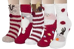 Loritta 5 Pairs Womens Fuzzy Socks Winter Warm Cozy Fluffy Super Soft Slipper Socks